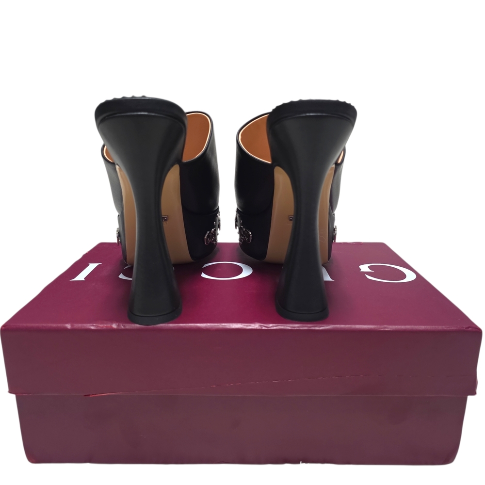 Gucci Janaya Embellished Leather Platform Mules EU 40 Sz 9 - Picture 4 of 7